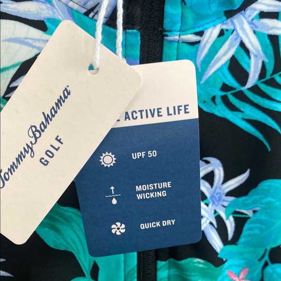 TOMMY BAHAMA Floral Quarter Zip Golf Long Sleeve Top Tropical UPF 50 Quick Dry S - Picture 8 of 10